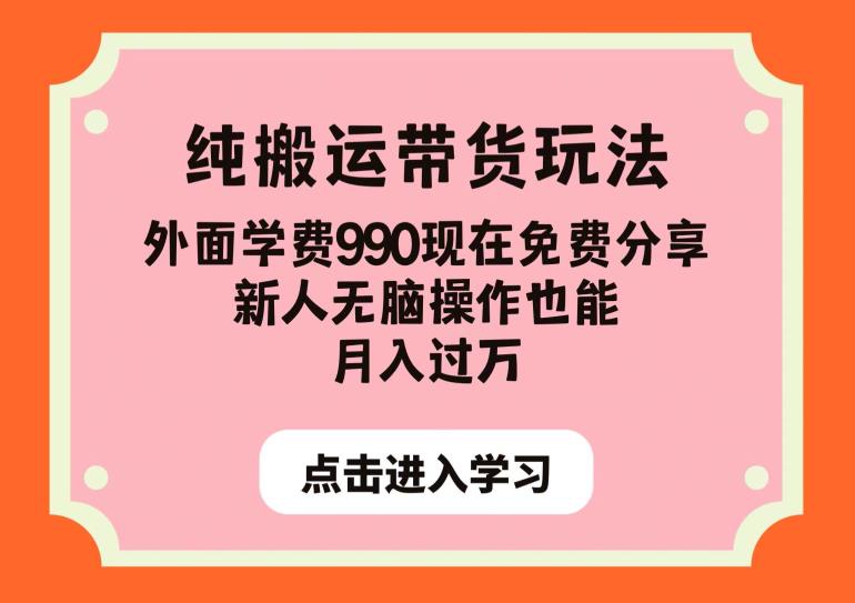 纯搬运带货玩法，外面学费990现在免费分享，新人无脑操作也能月入过万【揭秘】-网创资源吧
