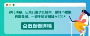冷门项目,记录儿童成长档案,小红书虚拟资源变现,一部手机实现日入300+【揭秘】-网创资源吧