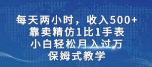 两小时，收入500+，靠卖精仿1比1手表，小白轻松月入过万！保姆式教学-网创资源吧