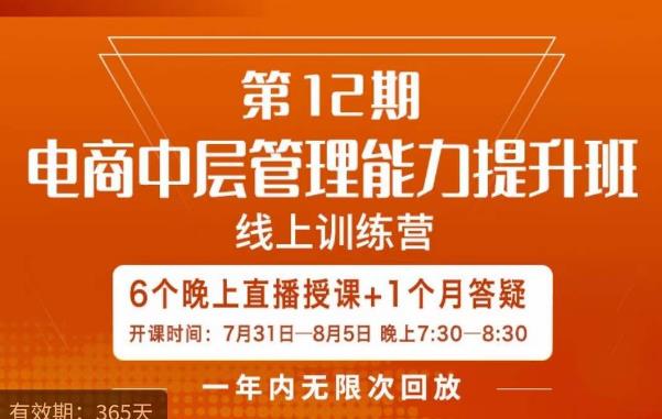 陈少珊·电商中层管理能力提升班，学习对象-电商公司各个岗位的主管，20人人以内的电商公司老板-网创资源吧