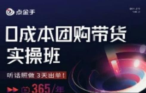 点金手0成本团购带货实操班，听话照做3天出单-网创资源吧