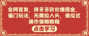 全网首发，拼多多砍价撸现金，偏门玩法，无需拉人头，傻瓜式操作保姆教程【揭秘】-网创资源吧