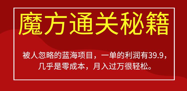 被人忽略的蓝海项目，魔方通关秘籍，一单的利润有39.9，几乎是零成本，月入过万很轻松【揭秘】-网创资源吧
