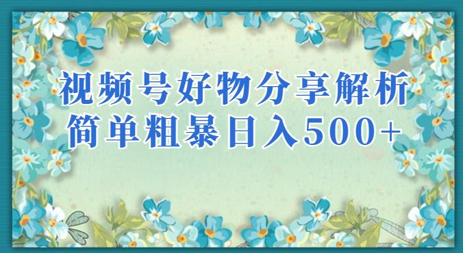 视频号好物分享解析，简单粗暴可以批量方大的项目【揭秘】-网创资源吧