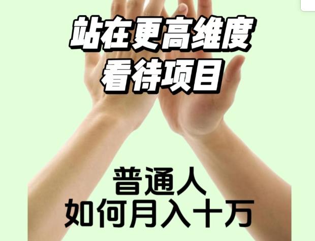 2023最火项目：站在更高维度看待项目，普通人如何月入十万【揭秘】-网创资源吧
