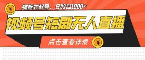 视频号短剧无人直播,螺旋起号,单号日收益1000+【揭秘】-网创资源吧