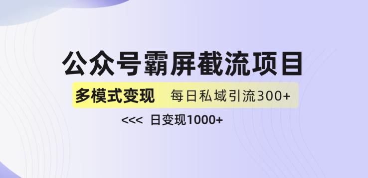 公众号霸屏截流项目+私域多渠道变现玩法，全网首发，日入1000+【揭秘】-网创资源吧