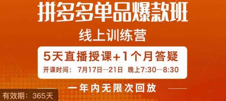 钟辰·拼多多单品爆款班，一个拼多多超级爆款养一个团队-网创资源吧