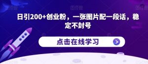 日引200+创业粉,一张图片配一段话,稳定不封号【揭秘】-网创资源吧