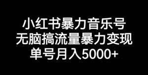 小红书暴力音乐号,无脑搞流量暴力变现,单号月入5000+-网创资源吧
