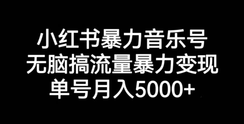 小红书暴力音乐号，无脑搞流量暴力变现，单号月入5000+-网创资源吧