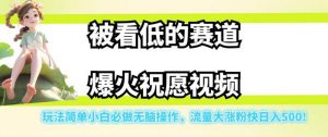 被看低的赛道爆火祝愿视频，玩法简单小白必做无脑操作，流量大涨粉快日入500-网创资源吧