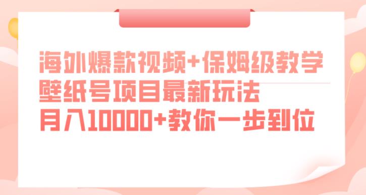 海外爆款视频+保姆级教学，壁纸号项目最新玩法，月入10000+教你一步到位【揭秘】-网创资源吧