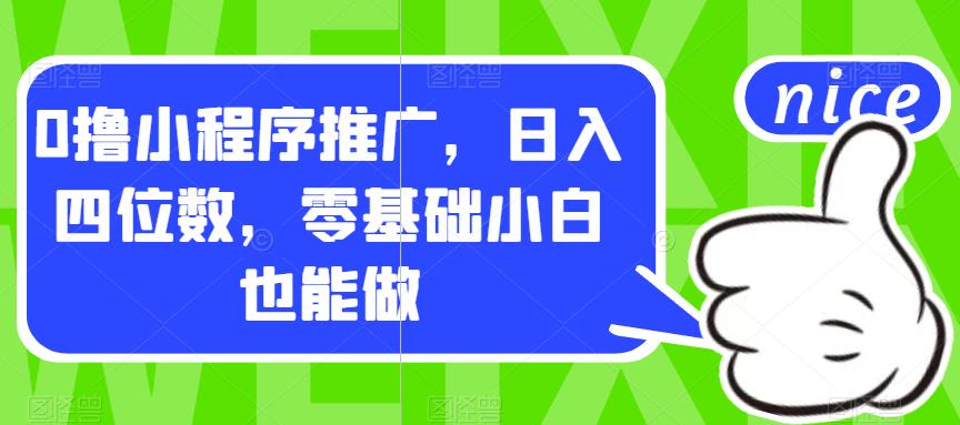 0撸小程序推广，日入四位数，零基础小白也能做【揭秘】-网创资源吧