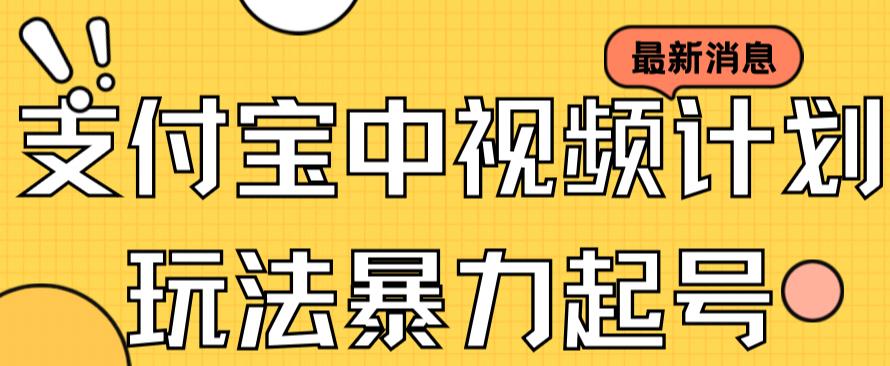 支付宝中视频玩法暴力起号影视起号有播放即可获得收益（带素材）-网创资源吧