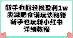 新手也能轻松盈利1w，卖减肥食谱玩法秘籍，新手也玩转小红书详细教程【揭秘】-网创资源吧