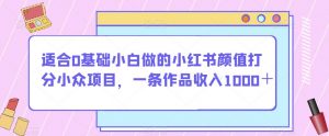 适合0基础小白做的小红书颜值打分小众项目,一条作品收入1000+【揭秘】-网创资源吧