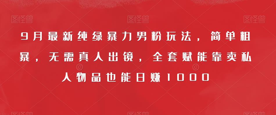9月最新纯绿暴力男粉玩法，简单粗暴，无需真人出镜，全套赋能靠卖私人物品也能日赚1000-网创资源吧