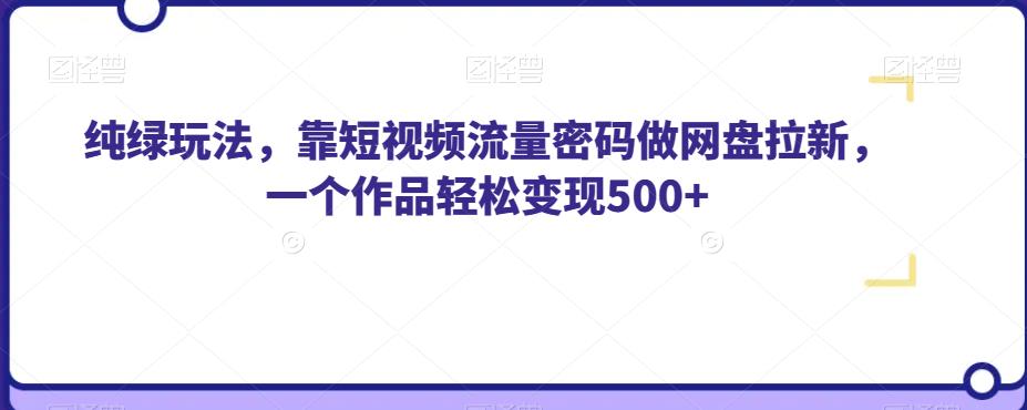 纯绿玩法，靠短视频流量密码做网盘拉新，一个作品轻松变现500+【揭秘】-网创资源吧