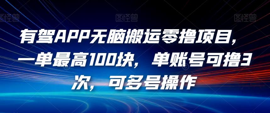 有驾APP无脑搬运零撸项目，一单最高100块，单账号可撸3次，可多号操作【揭秘】-网创资源吧