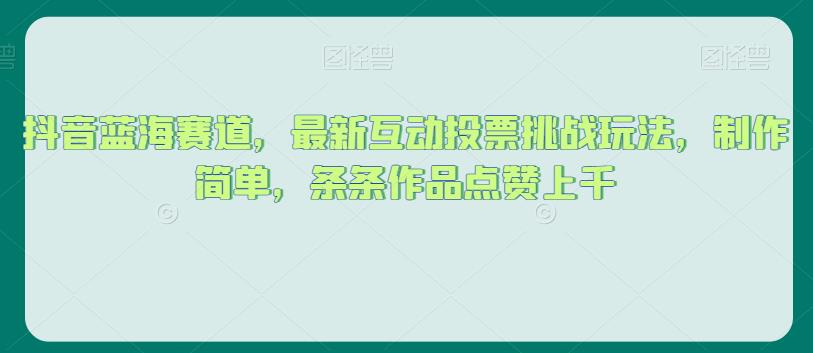 抖音蓝海赛道，最新互动投票挑战玩法，制作简单，条条作品点赞上千【揭秘】-网创资源吧