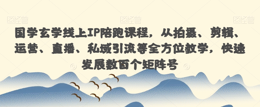 国学玄学线上IP陪跑课程，从拍摄、剪辑、运营、直播、私域引流等全方位教学，快速发展数百个矩阵号-网创资源吧