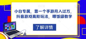 小白专属,靠一个手游月入过万,抖音游戏高阶玩法,喂饭级教学-网创资源吧