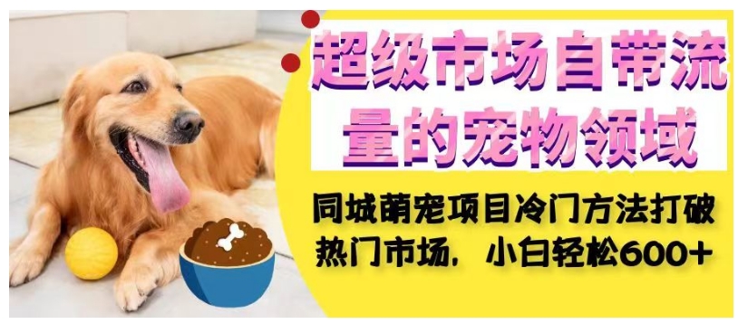 超级市场自带流量的宠物领域，同城萌宠项目冷门方法打破热门市场，小白轻松600+-网创资源吧