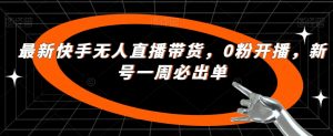 最新快手无人直播带货,0粉开播,新号一周必出单-网创资源吧