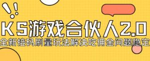 快手游戏合伙人最新刷量2.0玩法解决吃佣问题稳定跑一天150-200接码无限操作-网创资源吧