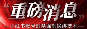 【最新】小红书账号封禁强制换绑技术可日赚300-网创资源吧