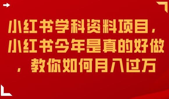 小红书学科资料项目，小红书今年是真的好做，教你如何月入过万【揭秘】-网创资源吧
