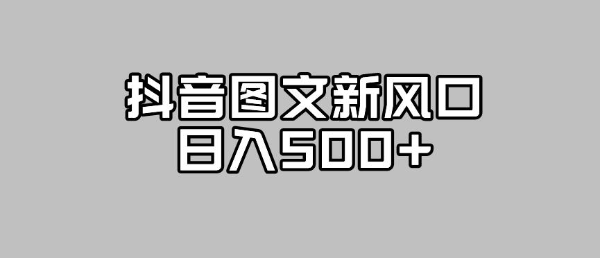 抖音图文最新风口，流量扶持非常高，日入500+【揭秘】-网创资源吧