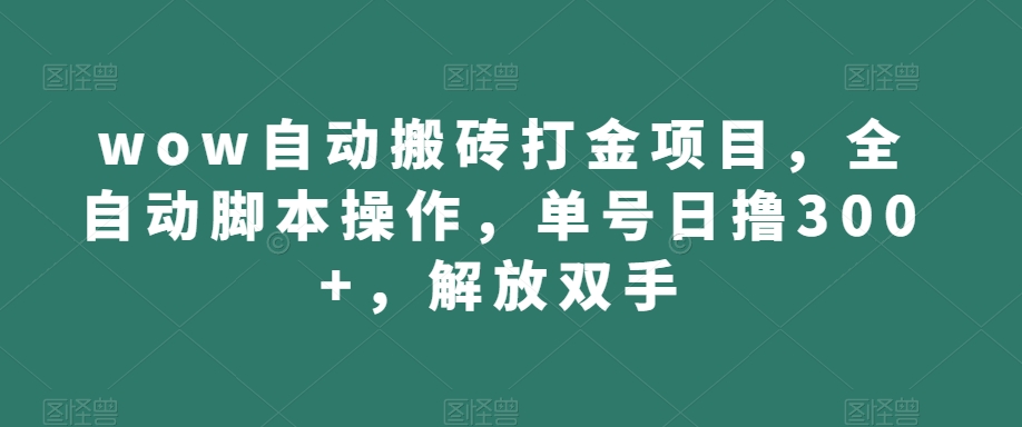 wow自动搬砖打金项目，全自动脚本操作，单号日撸300+，解放双手【揭秘】-网创资源吧