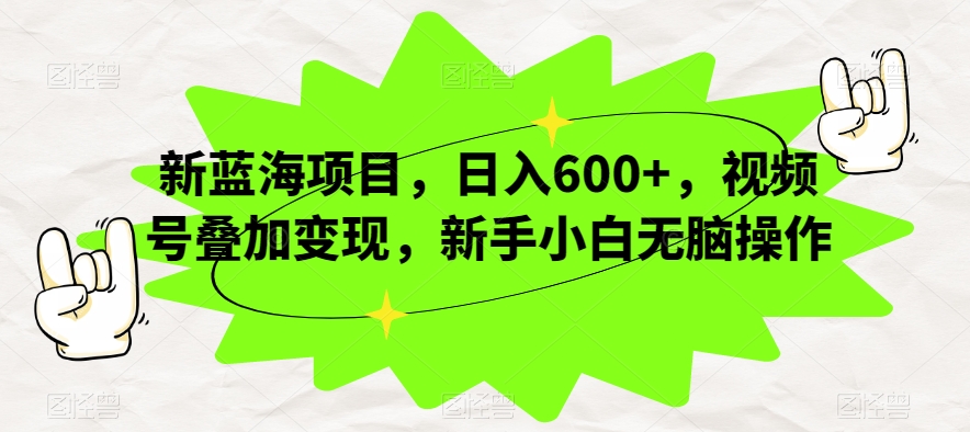 新蓝海项目，日入600+，视频号叠加变现，新手小白无脑操作【揭秘】-网创资源吧