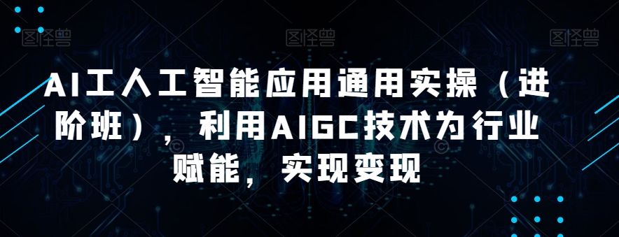 AI工人工智能应用通用实操（进阶班），利用AIGC技术为行业赋能，实现变现-网创资源吧