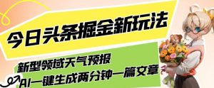 今日头条掘金新玩法，关于新型领域天气预报，AI一键生成两分钟一篇文章，复制粘贴轻松月入5000+-网创资源吧