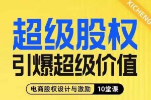 超级股权引爆超级价值,电商股权设计与激励10堂线上课-网创资源吧