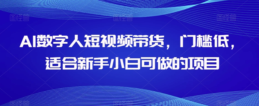 AI数字人短视频带货，门槛低，适合新手小白可做的项目-网创资源吧