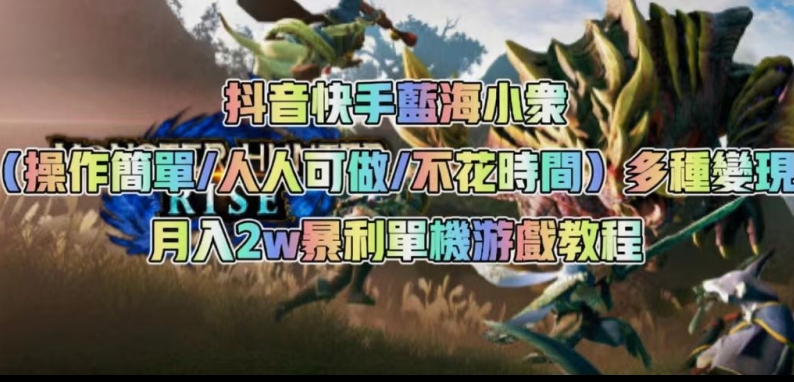 抖音快手蓝海小众（操作简单人人可做不花时间）多种变现月入2w＋暴利单机游戏教程-网创资源吧