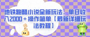地铁跑酷小说全新玩法，单日收入2000＋操作简单【最新详细玩法教程】【揭秘】-网创资源吧