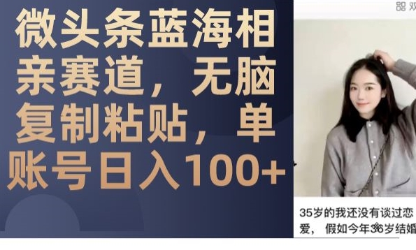 微头条蓝海相亲赛道，无脑复制粘贴，单账号日入100+-网创资源吧