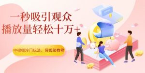 中视频冷门玩法，一秒吸引观众，播放量轻松十万+，保姆级教程【揭秘】-网创资源吧
