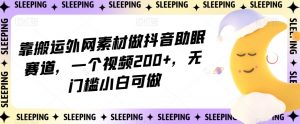 靠搬运外网素材做抖音助眠赛道，一个视频200+，无门槛小白可做【揭秘】-网创资源吧