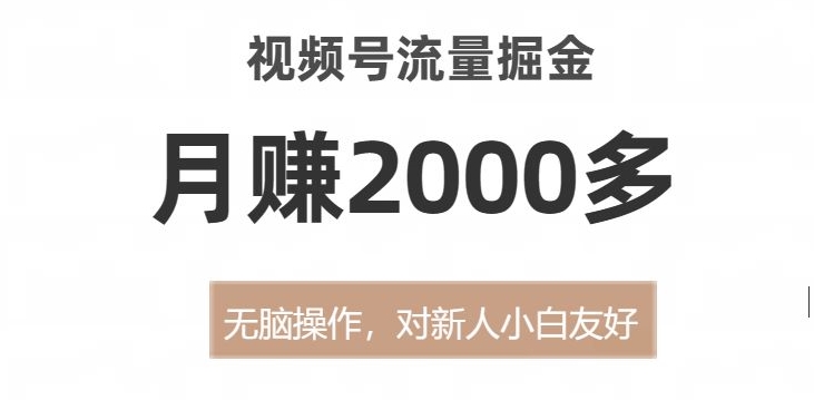 视频号流量掘金，无脑操作，对新人小白友好，月赚2000多【揭秘】-网创资源吧