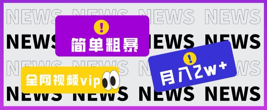 简单粗暴零成本，高回报，全网视频VIP掘金项目，月入2万＋【揭秘】-网创资源吧