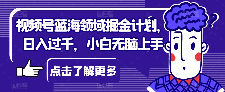 视频号蓝海领域掘金计划，日入过千，小白无脑上手【揭秘】-网创资源吧