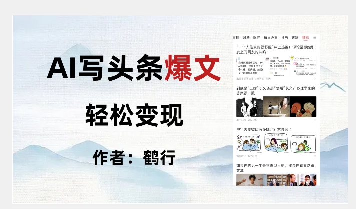 暴力拆解AI写头条爆文，轻松日入500+-网创资源吧