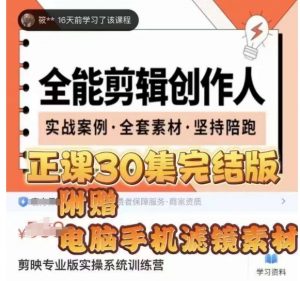全能剪辑创作人,剪映专业版实操系统训练营,全面提升剪映剪辑技巧-网创资源吧