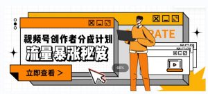 一条视频收益3000+，一条作品涨粉2000+，视频号流量爆炸·的秘籍-网创资源吧